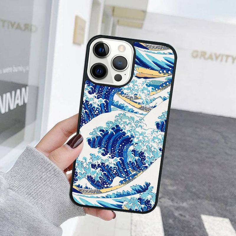 Carp Waves Crane and Brocade Phone Case For iPhone 17 Air 15 16 Cover  11 13 14 Pro Max 12 Plus Max Fundas