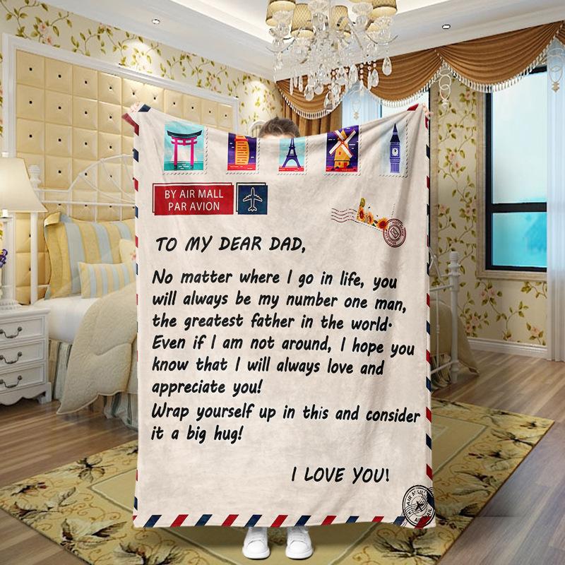 Love and Family Wishes digital-printed polyester Bedroom velvet flannel soft sofa cover blanket Fleece soft sofa cover blankets