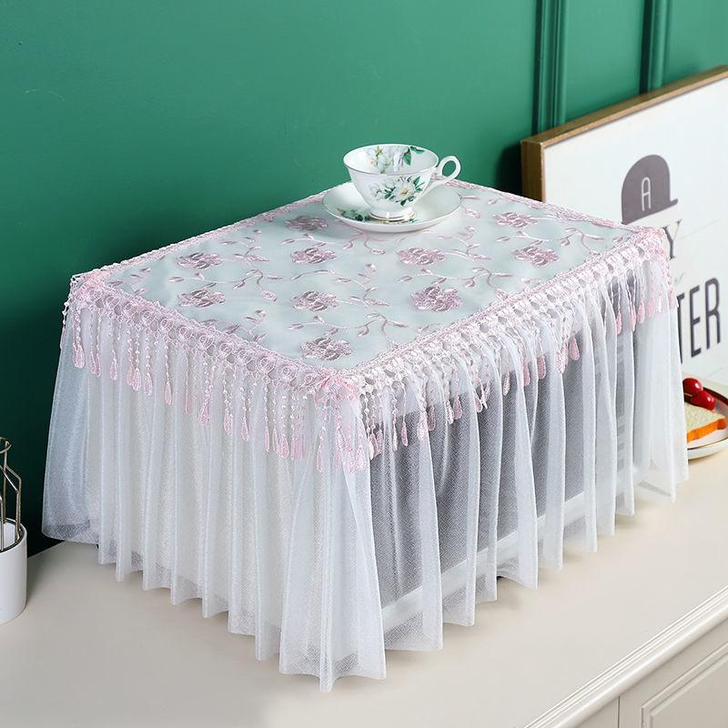 Lace Microwave Oven Cover Universal Breathable Full Covered Washable Double-layer Cloth Oil Proof Dust-proof Oven Cover ZC822
