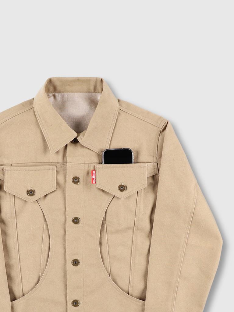 Full Of Ssun Circle Denim Jacket (Beige)