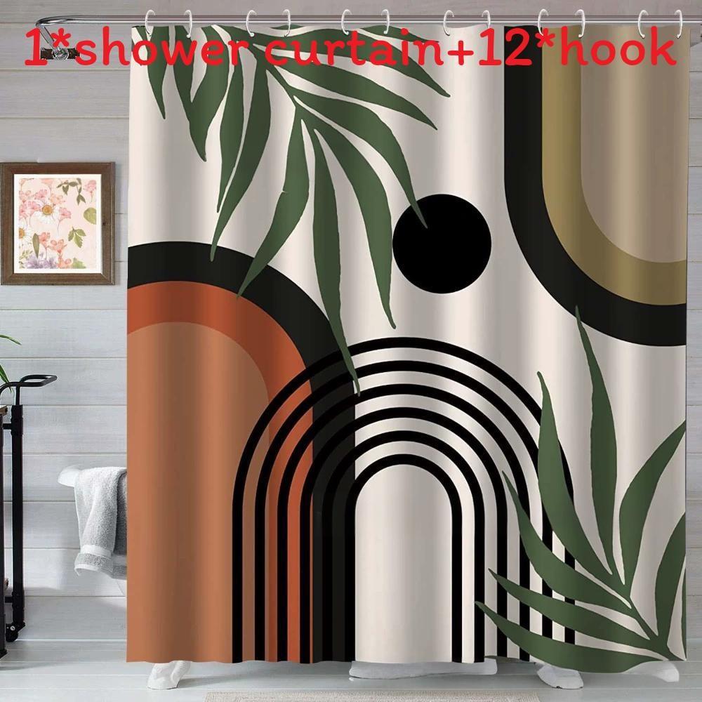 Boho Style Watercolor Polyester Shower Curtain Waterproof Fabric For Bathroom Decor And Privacy Divider