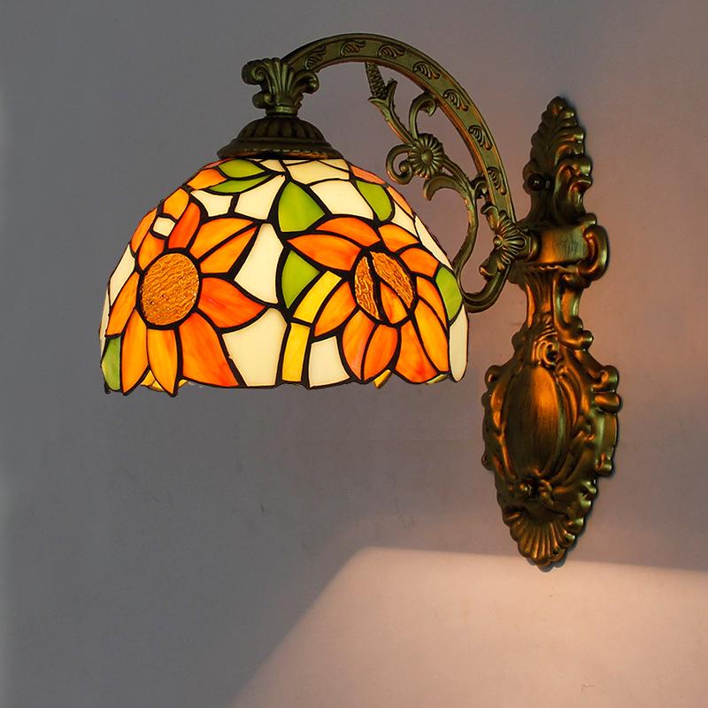 Retro European Tiffany-Style Wall Lamp for Bedroom, Hallway, or Bathroom Mirror