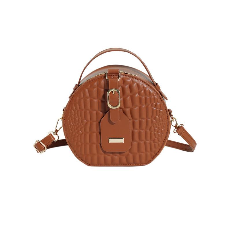 Popular Bag Women's Round Cake Bag Handbag 2024 New Fashion Foreign Style Women's Bag Crocodile Pattern Candy Color Messenger Bag