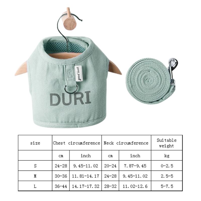 Chest and Back Harness Leash, Adjustable Length, Pet Traction Rope, Collar, Cat Supplies, Dog, D0AD