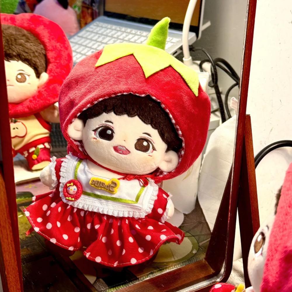 1 set Fruit Hat Cotton Doll's Clothes Red Set Plush Doll Clothes 20cm Cotton Doll