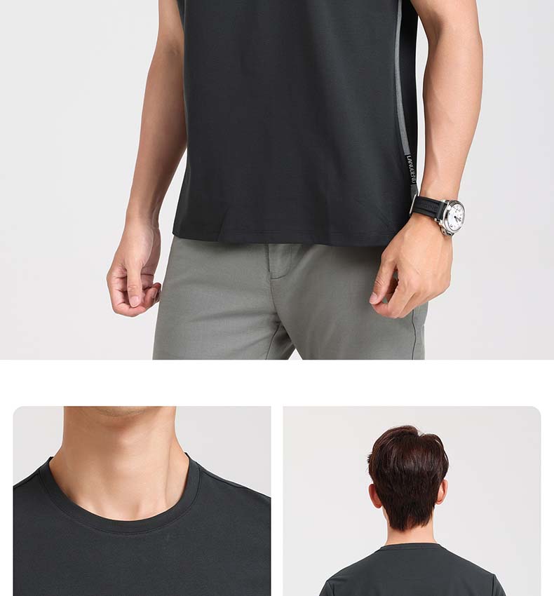 Langdeng Spring/Summer Men's Long Staple Cotton Breathable Skin Friendly Round Neck Short Sleeve T-shirt