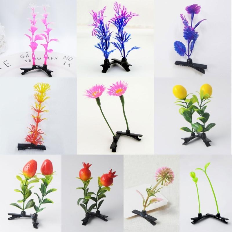 Collezione di 10 Eleganti Fermagli per Capelli Simulazione Pianta Clip per Capelli Colorati Barrettine per Capelli Copricapo per Spettacoli