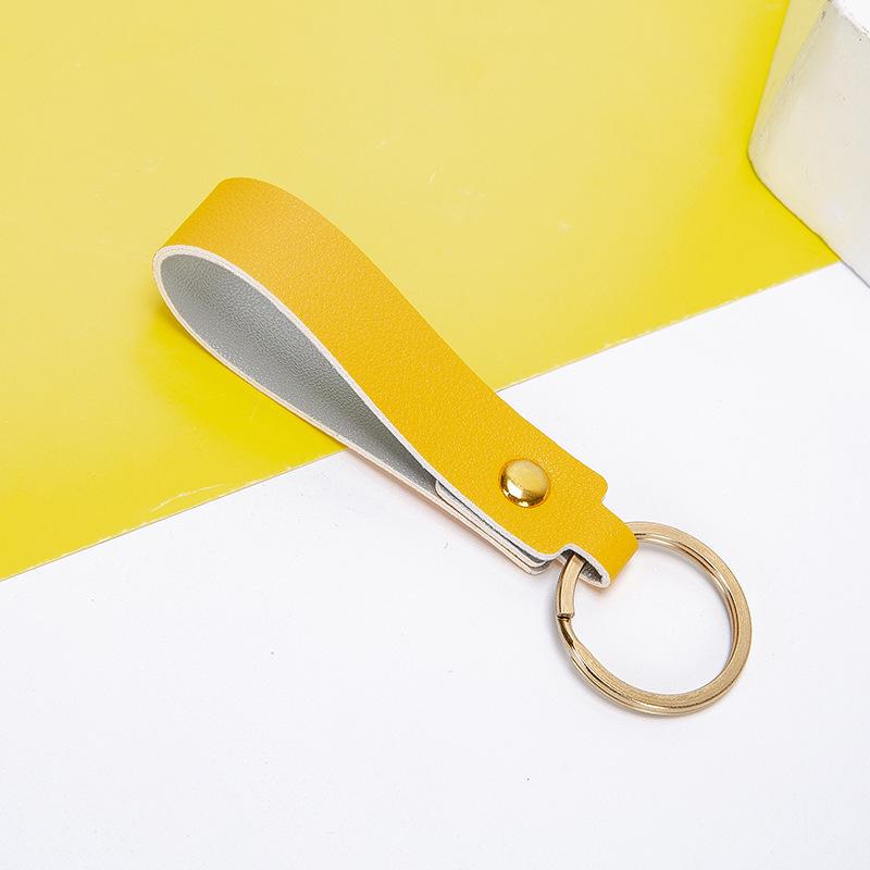 Nordic Two-Color PU Leather Keychain: Creative Macaron Keyring & Bag Pendant