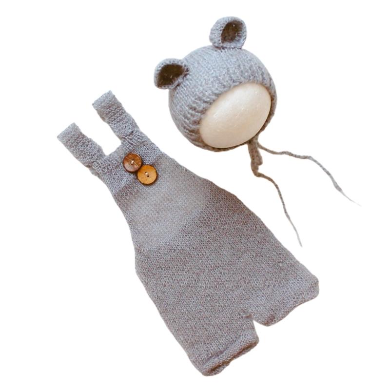 Recuzită Fotografie Bebeluș Pălărie Urs Costum Nou-născuți Recuzită Foto Căciulă Ședință Foto Bebeluș Costum Foto Bebelanș Jumpsuit Croșetat