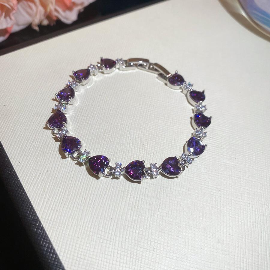 Europe and the United States Hot-selling Color Oval Love Zircon Bracelet Light Luxury Bracelet Personalized Jewelry Women