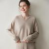 Women's V-neck Cashmere Knit Sweater - 2026 Autumn/Winter Collection, Gentle Loose Fit