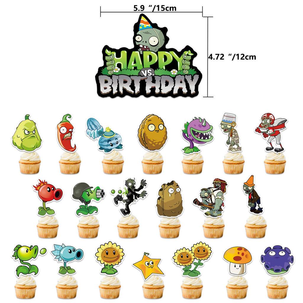 Vs Zombies Plants Themed Birthday Party Decorations Balloon Pull Flag Cartoon Set