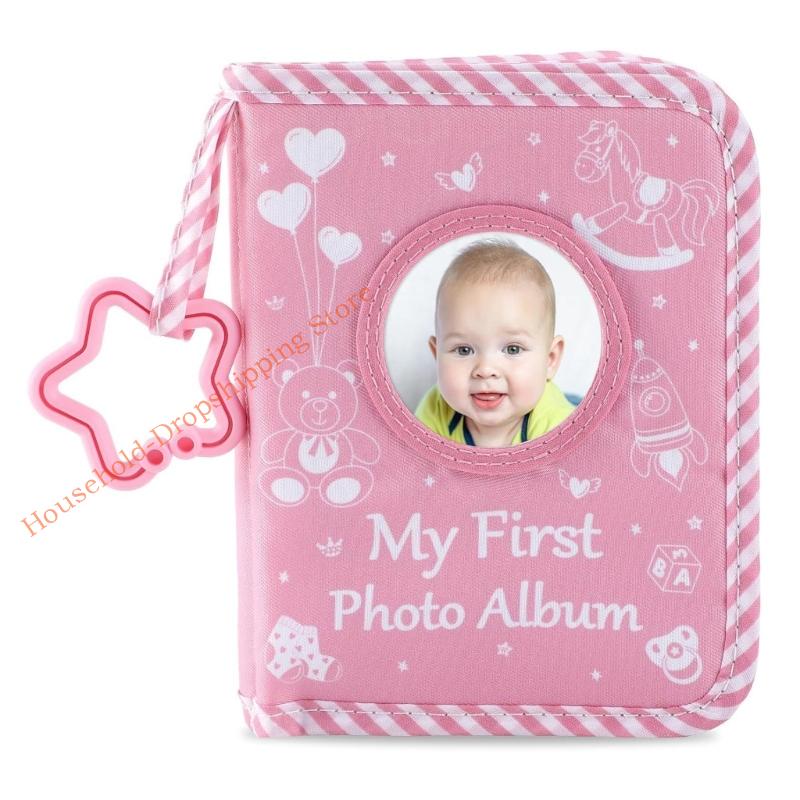 Pink Bear Soft Fabric Baby Girls Photo Album with Safe Mirror and Teething Rings 85AD China Mainland