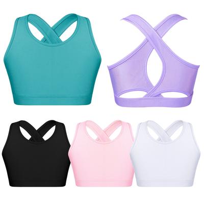 Dětské Dívčí Cirss Cross BackCrop Top pro gymnastiku Dance/Jóga/Running Light Support