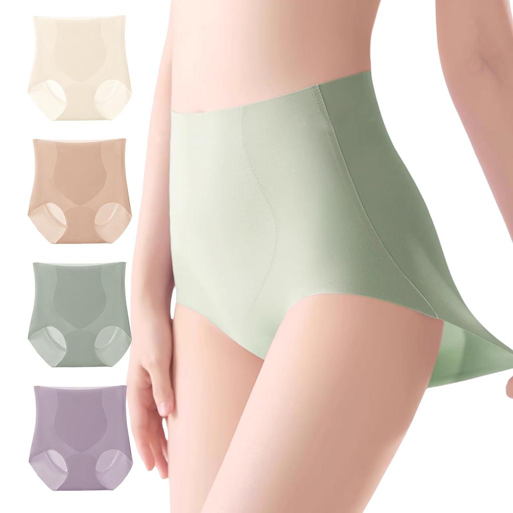 Vehmia Seamless Solid Elastic Covers the White Beige Green 4-Pack Women's Panties, Color, Non-Slip, Shapewear, Butt-Shaping, All-Season Underwear,