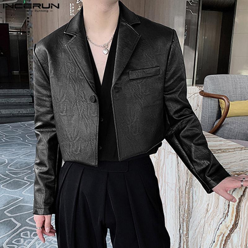 

INCERUN весенне-осенняя мужская кожаная куртка с длинным рукавом