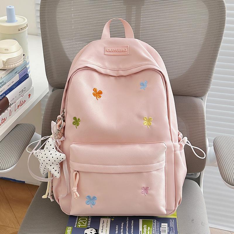 Schoolbag Fashion Ins Korean Students High Value Bow Embroidery Fresh Load Reduction Large Capacity Backpack Backpack