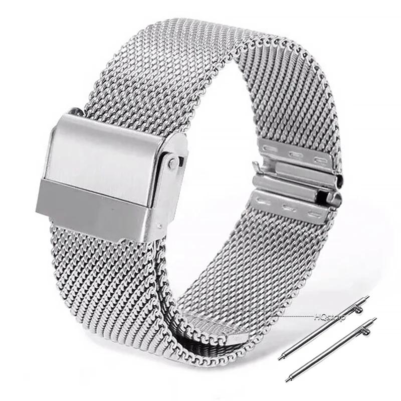 Milánský řemínek Univerzální kovový řemínek z nerezové oceli pro hodinky 12mm 14mm 16mm 18mm 20mm 22mm 24mm Pásek Černý Růžově zlatý Náramek