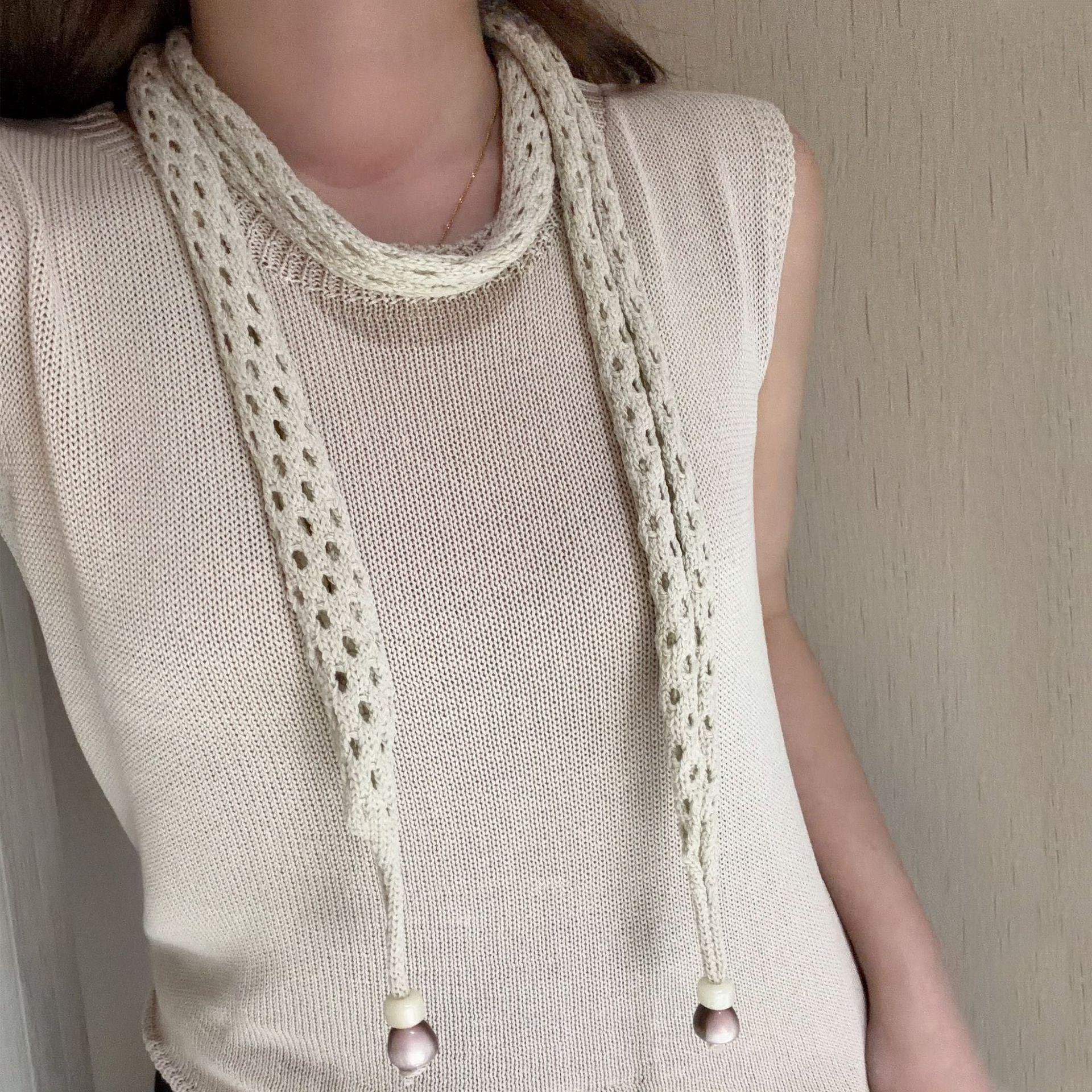 

Casual Dopamine Solid Color Long Narrow Scarves Korean Style Ribbon Knitted Scarf Y2K Keep Warm Sweet Scarf