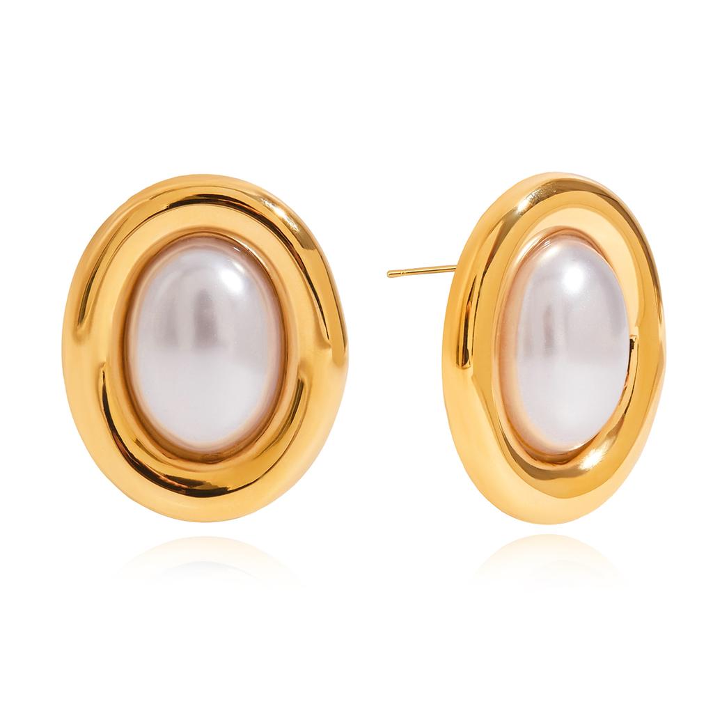 Yori Korean Style Oval Imitation Pearl Stud Earrings for Women Versatile Daily Elegant Fashion Jewelry Anti Allergic Gift