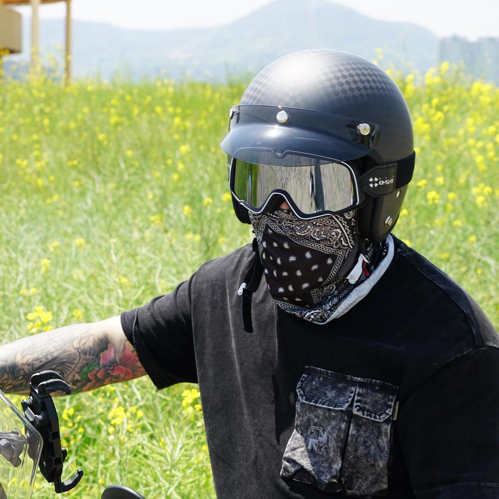 3C Certified Retro Harley Carbon Fiber Motorcycle Helmet, Unisex All-Season Winter Half Helmet