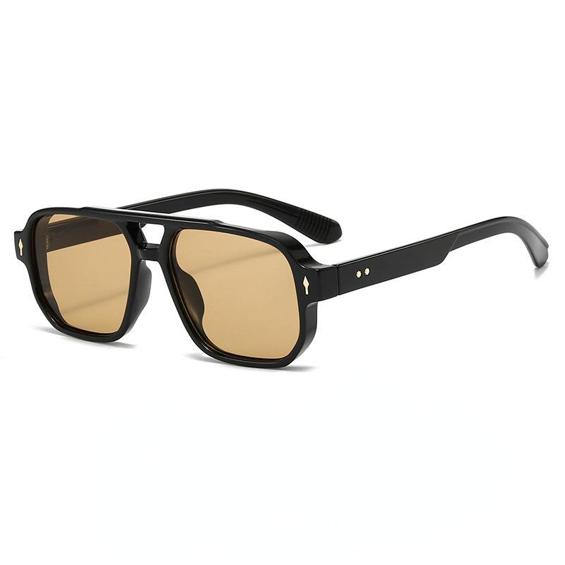 New European and American Retro Double-Beam Men's Square Sunglasses - Fashionable for Driving and Business