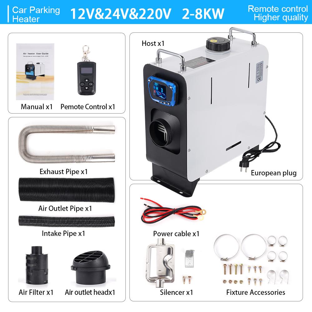 Diesel Heater 12V&24V&220V All In One Car Diesel Air Heater  with Remote Control LCD Switch For Home RV Vehicle Truck 2/5/8KW