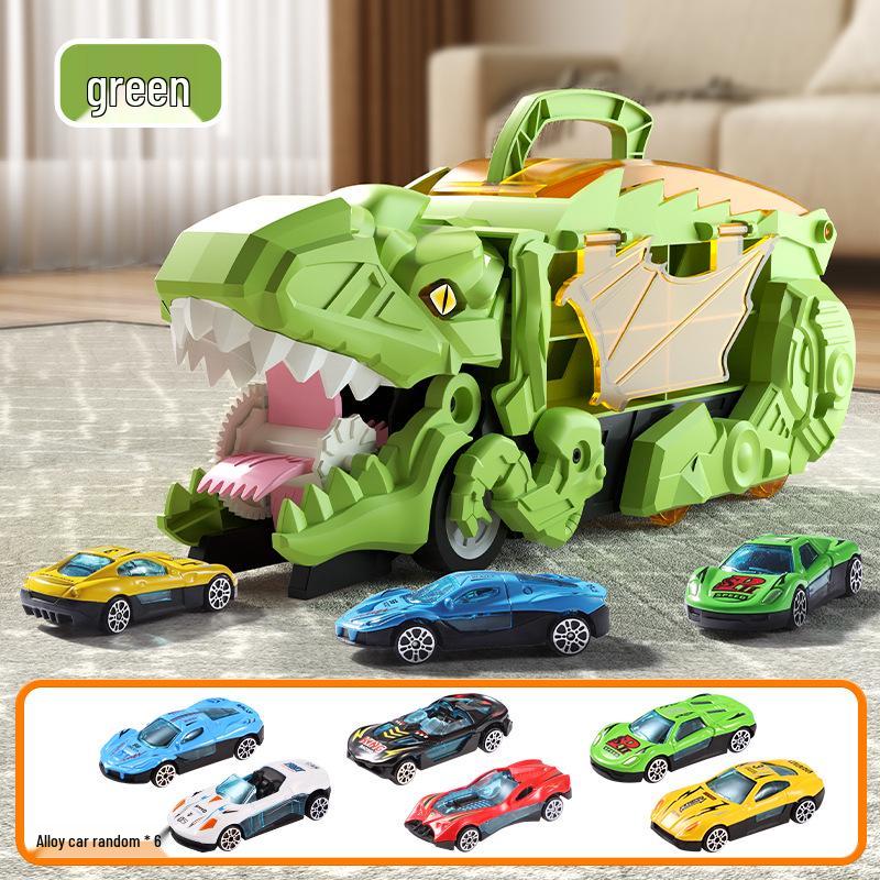 Dinosaur Devouring Car: Transforming Track & Storage Toy for Kids