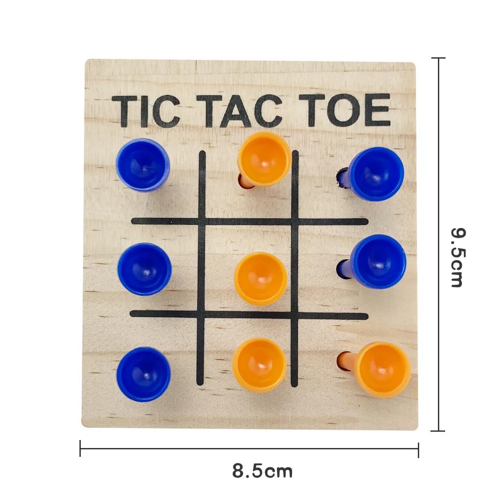 Holzspielzeug Mini-Schachtisch Spielbrettspiel Tic-Tac-Toe-Stiftbrettspiel Freizeit-Interaktionsspielzeug für Kinder Kampfspiele