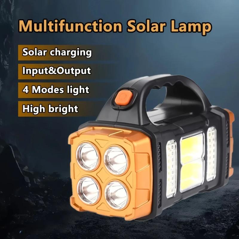 Portable Powerful USB Charging Flashlight Solar LED Light 4 Gear Mode Lighting for Outdoor Camping Tourism Climbing and Hiking