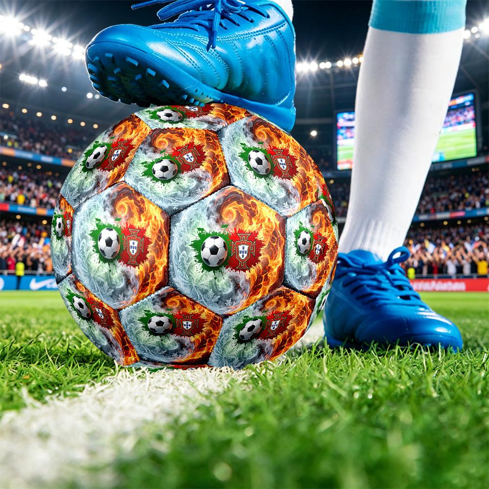 Portugal Football Printed Size 5 Soccer Ball Wear Resistant Standard Adult Training Football Fan Gift for Indoor Outdoor Match Sports