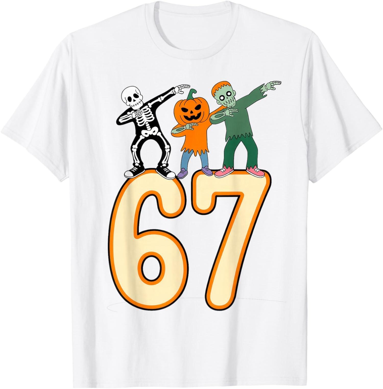 Halloween Meme 6 7 Numbers Six Seven Skeleton Unisex T-Shirt S разноцветный