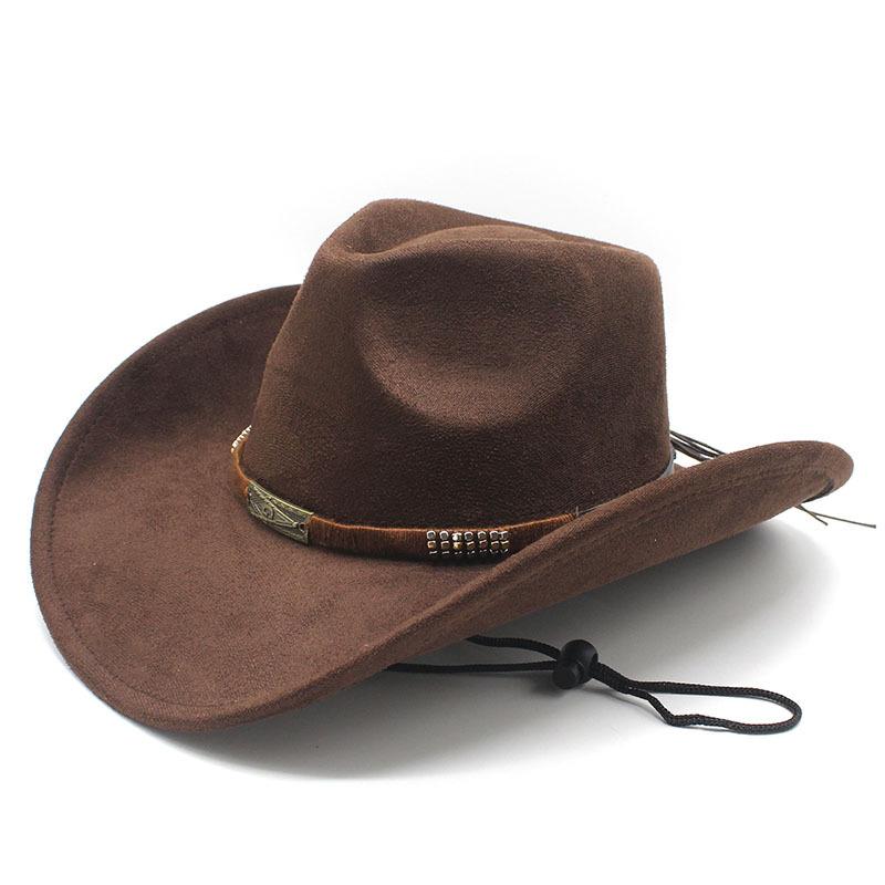 Retro Jazz Hat, Suede, Upturned Brim, Western Cowboy Hat, Men's and Women's Autumn and Winter Wide-brimmed Felt Hat