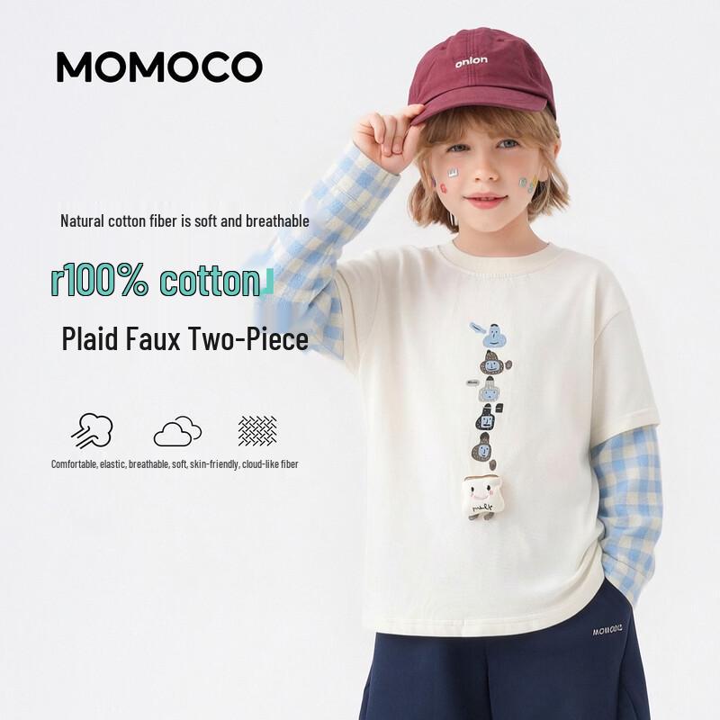 MOMOCO Boys Faux Layered Printed Long-Sleeve T-Shirt 110