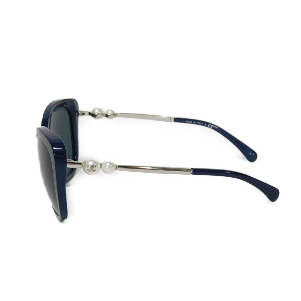 Used 10097 Fox Shape Eyewear 5338-HA c.1426/S4 7968 CC Mark Faux Pearl COCO Mark Acetate Navy Women's from Japan