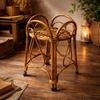 Eco Decx Handcrafted Rattan Plant Stand, Natural Bamboo Flower Pot Holder for Indoor Plants & Living Room Decor, 32 x 32 x 54 cm