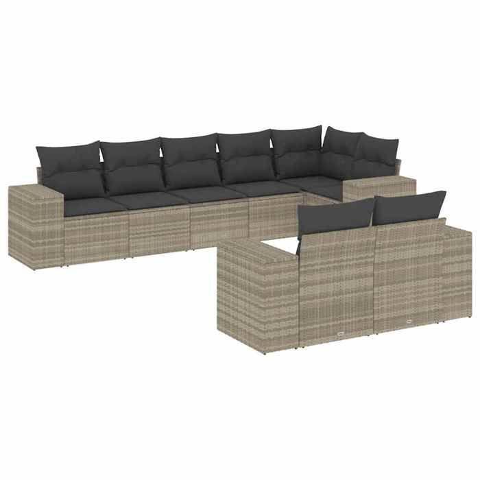 VidaXL Salon de Jardin avec Coussins 8 pcs, Canapés de Terrasse, Ensemble de Meubles de Patio, Mobilier d'Extérieur, Gris 3255159