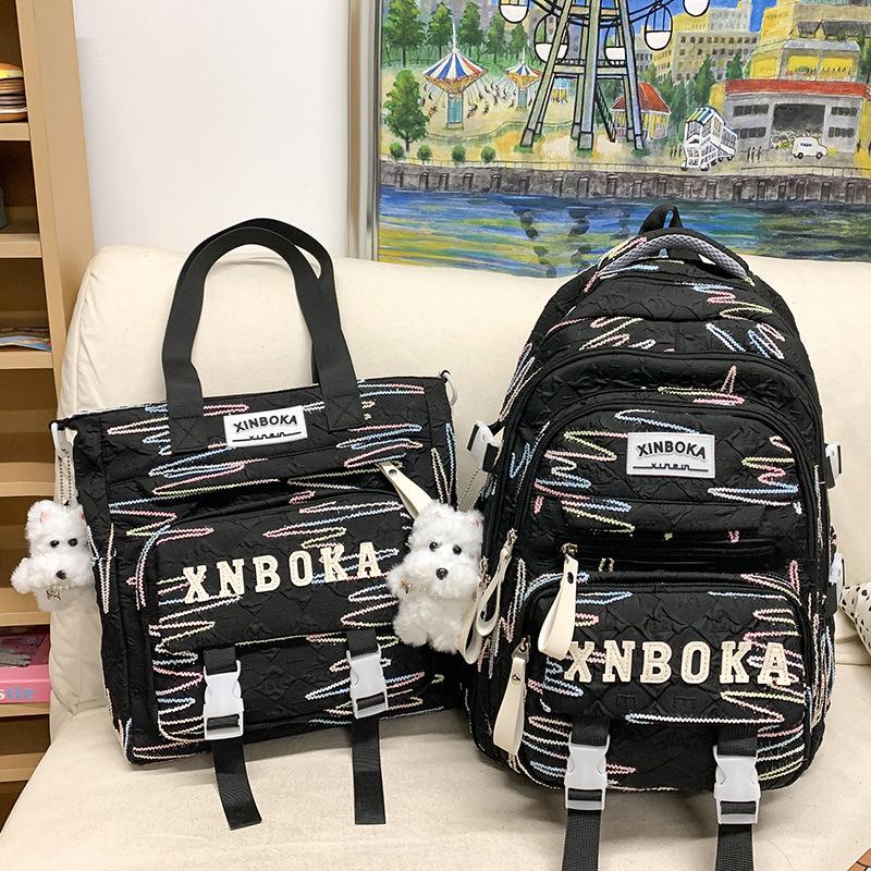 School bag for children, primary school students and girls, high-value two-piece set, large-capacity backpack, fashionable backpack bag.