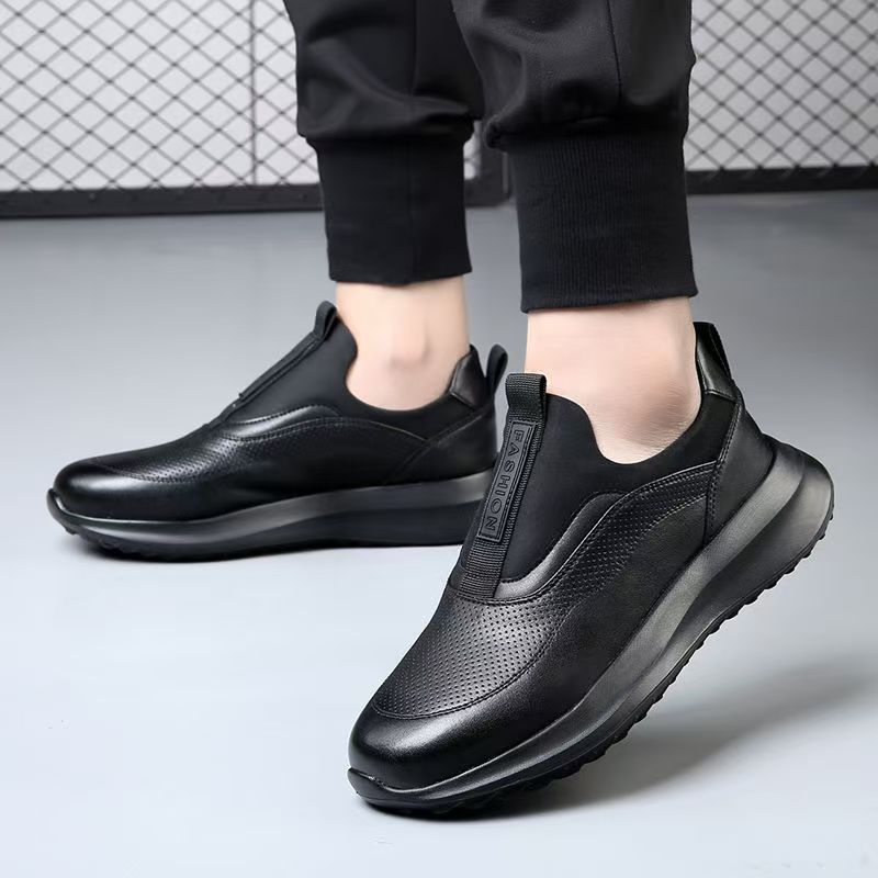 39-45 Men's Shoes Four Seasons Leather Ultra-light Soft-soled Sports Shoes, Low-top Round Head Light Casual Leather Shoes