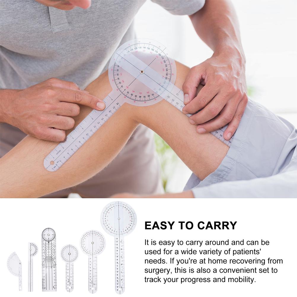 6 Stück Lineal Set Goniometer Physiotherapie Winkelmesser Wirbelsäule Finger Kunststoff Knie Messwinkel Messung Winkelmesser