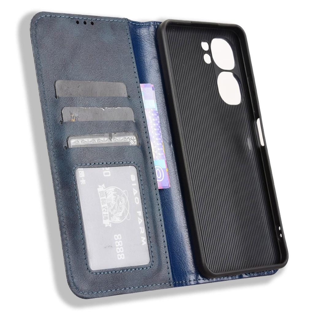 Dla Oukitel C58 Pro/C58 Skórzane Etui Portfel Stojak Tekstura Retro Pokrowiec na Telefon