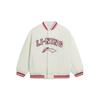 Li Ning Color Block Trim Stripes Letter Logo Sherpa Fleece Lined Jacket Unisex Ivory AFDSD31-1