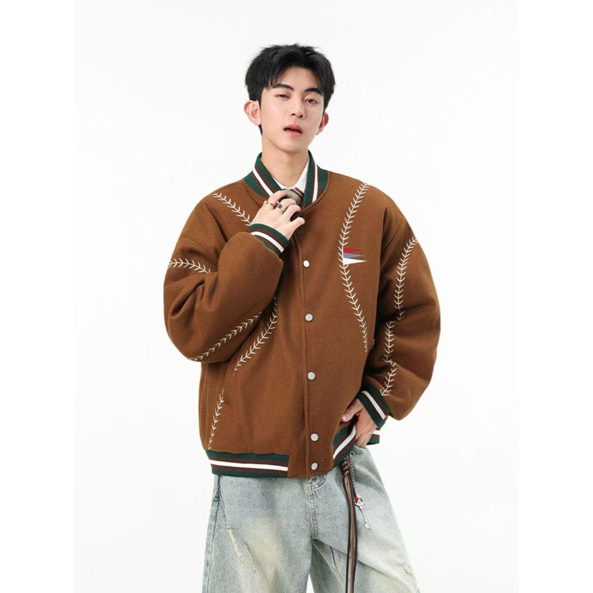 Men s and Women s Quilted Baseball Jacket - Thick Cotton Wool Coat for Autumn/Winter Sport, American Style. XL