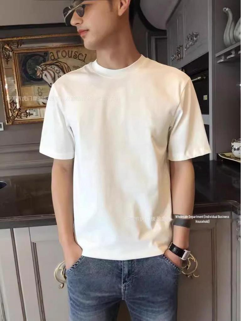 200g Heavyweight Pure Cotton Plus Size Unisex White Loose Short Sleeve T-shirt for Couples