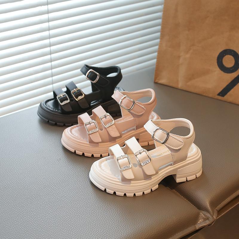 Sandali Romani Chunky per Bambine con Cinturini a Fibbia Nuovi Sandali Estivi da Spiaggia per Bambini Suola Morbida Scarpe Classiche Chic Boho