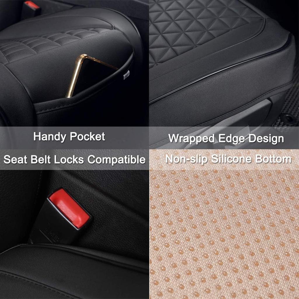 Black Panther Luxury Faux Leather Car Seat Cover Front Bottom Seat Cushion Cover, Anti-Slip And Wrap Around The Bottom, Fits 95% Of Vehicles - 1