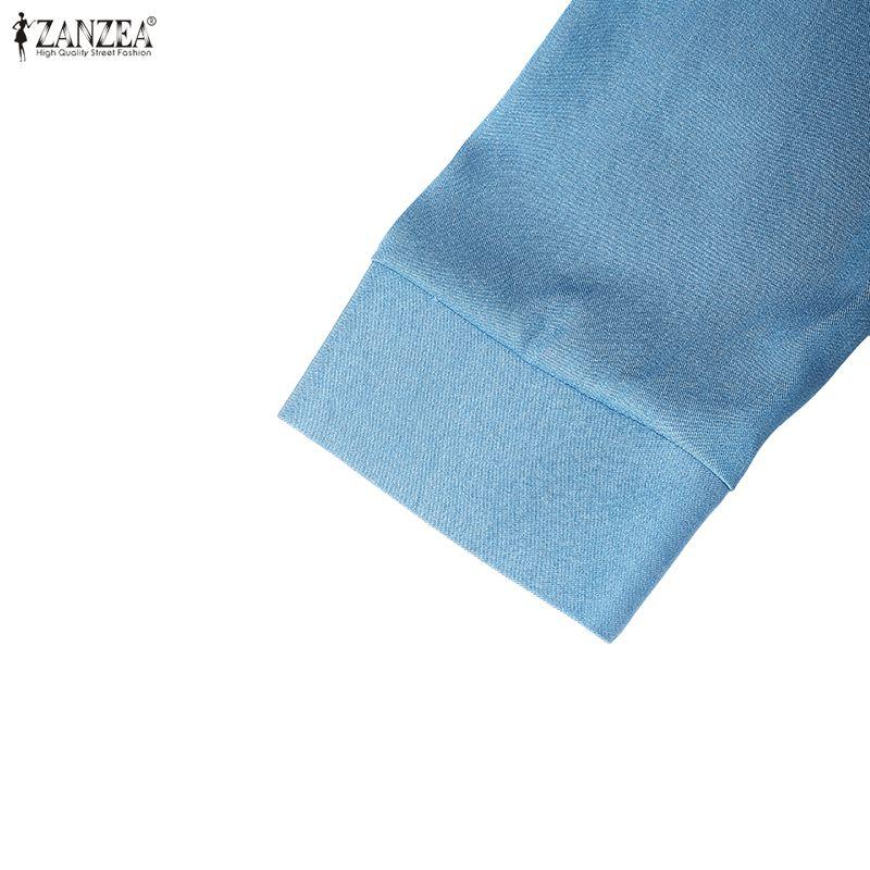 ZANZEA Women Casual Stand Collar Long Sleeve Floral Embroidery Blouse