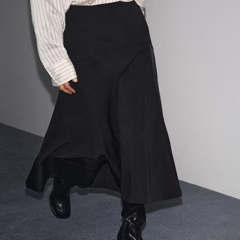 Zbzr Autumn New Women Clothes Western Style Wide Swing Fashion Belt Waist Skirts 8592464-