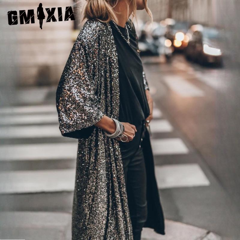 

GMXIA Женские модные повседневные осенне-зимние кардиганы с длинными рукавами M серебряный