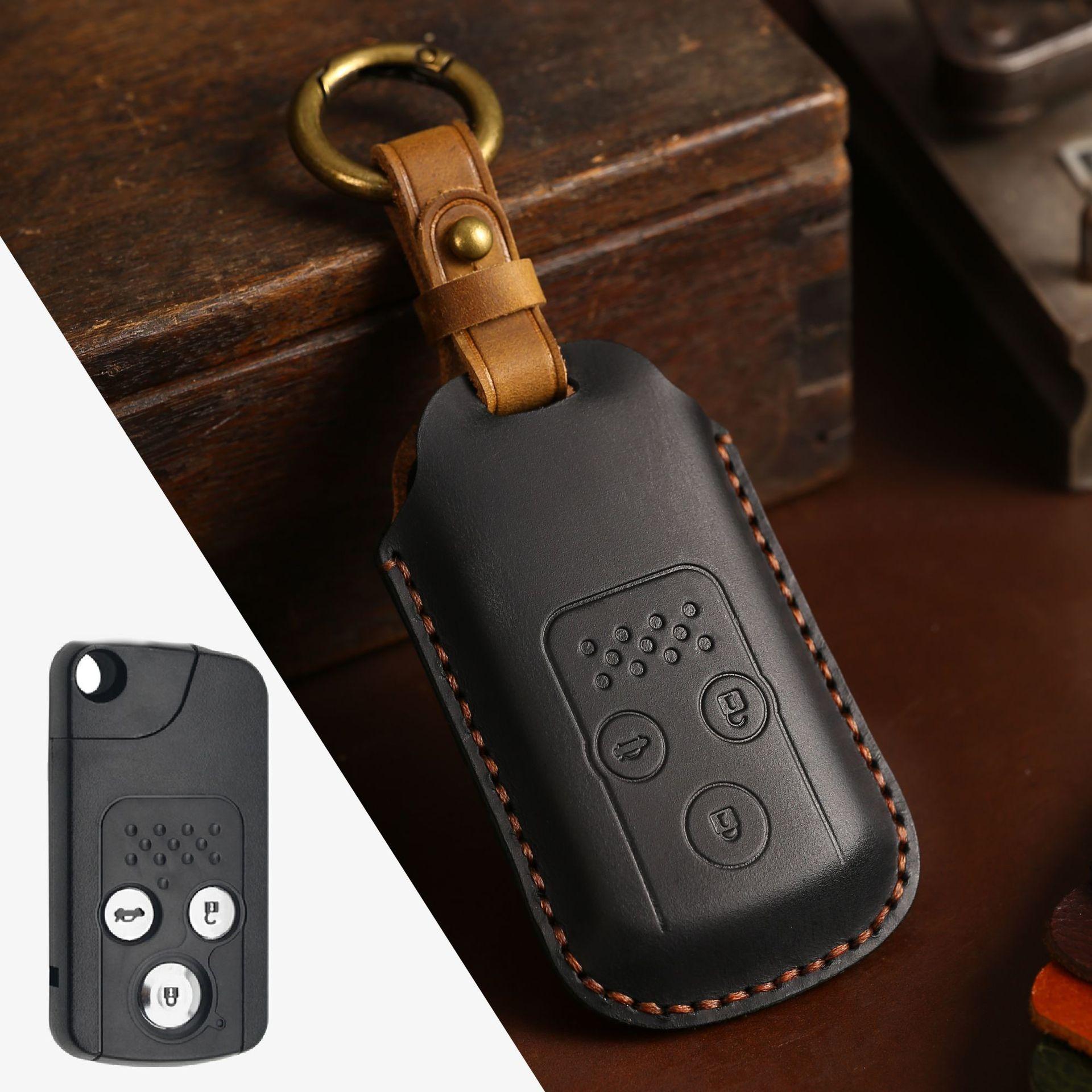 

Crazy horse leather key cover is suitable for Honda key cover Accord key cover handmade car key cover bag
